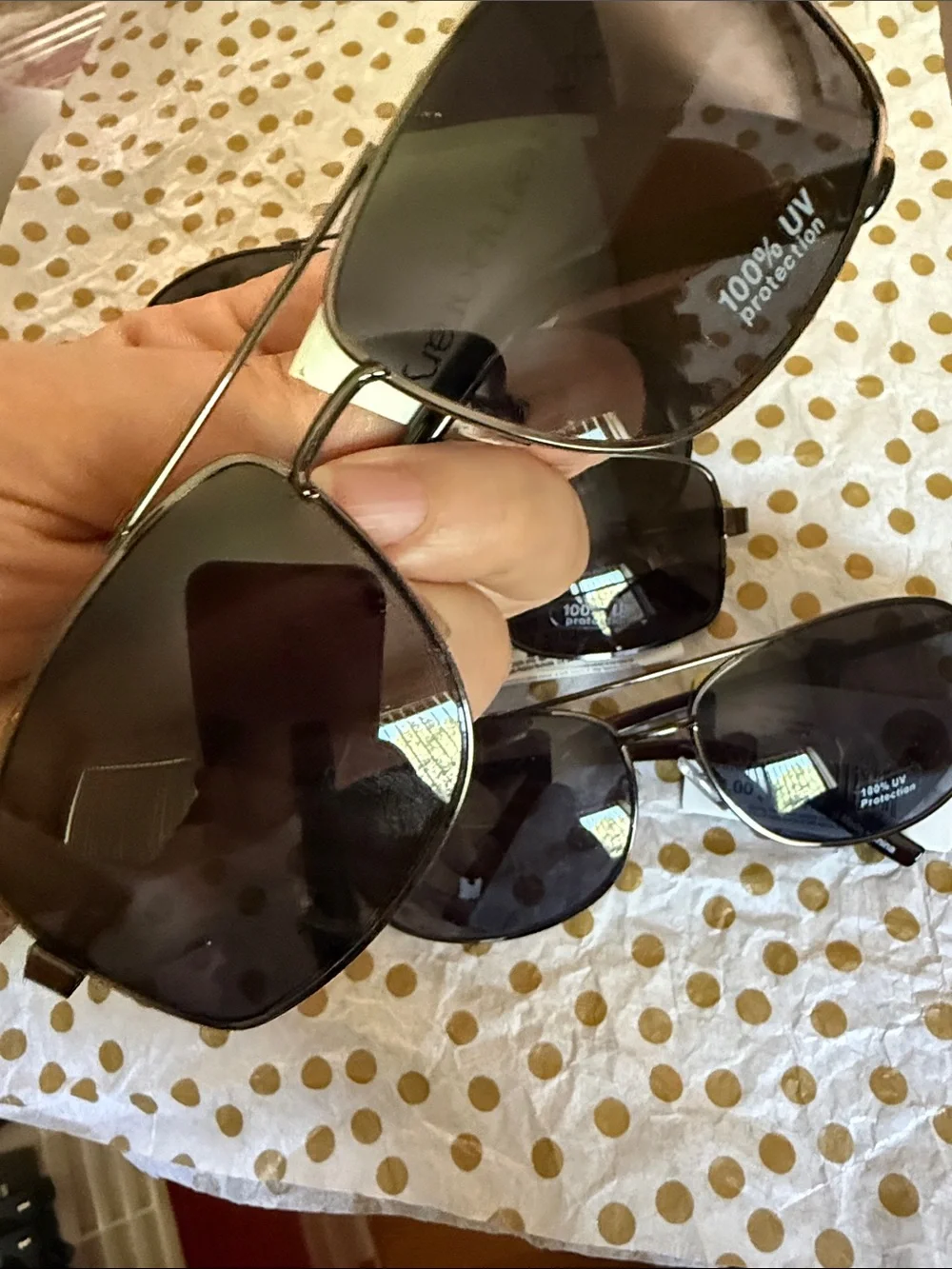 Sears Men's Aviator Sunglasses - Black Frames, Gray Lenses (Set of 6)